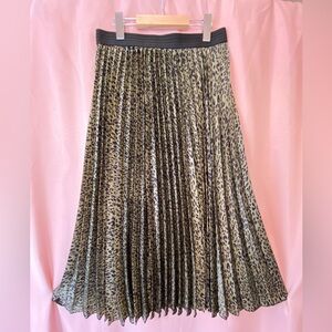 ZARA PLEATED ANIMAL PRINT LONG SKIRT
